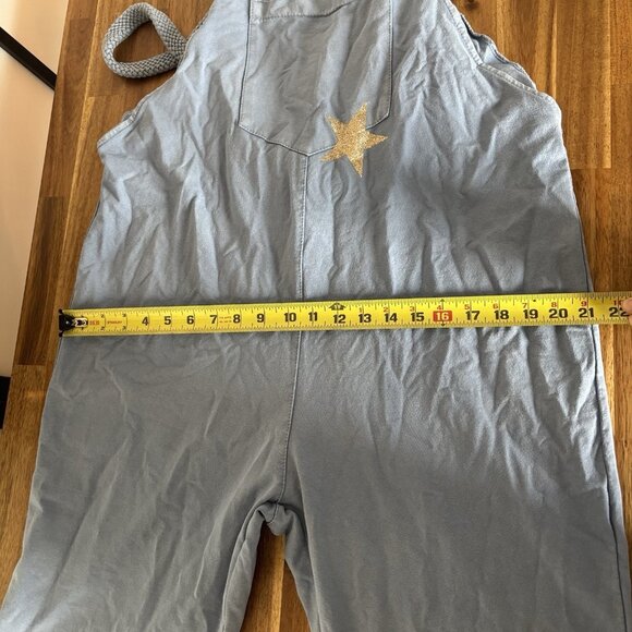 Bellavie Romper Slouch Overalls Jumpsuit Blue 100% Cotton Star L Boho Lounge - Picture 3 of 16